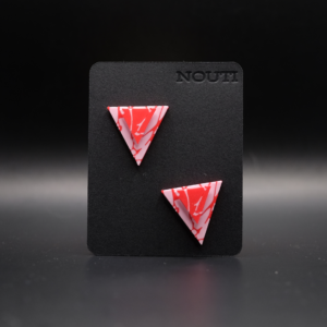 NPA - Puces d'oreilles triangle marbrées - rouge & rose
